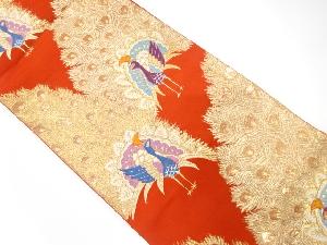 アンティーク 孔雀模様織り出し袋帯(着用可)